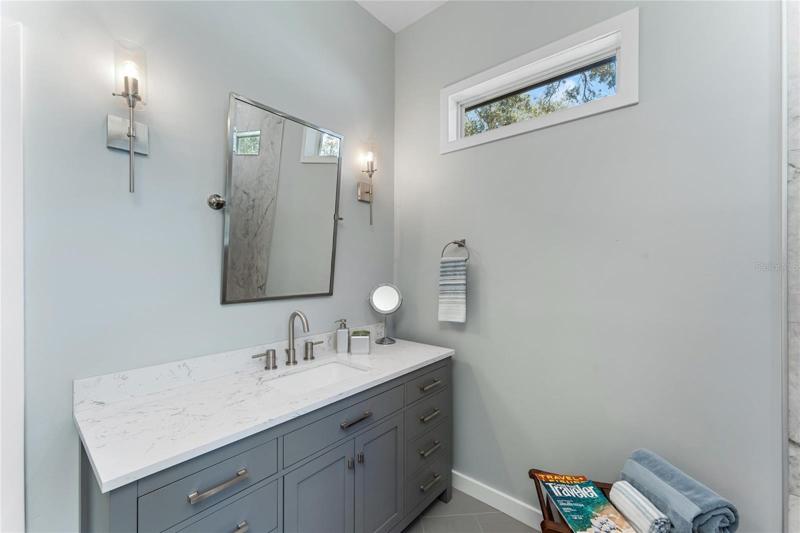 View of the updated double vanity space.