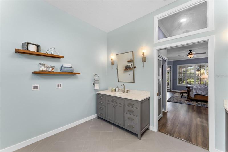View of the updated double vanity space.