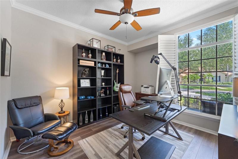 This home features a sunny dedicated office space.