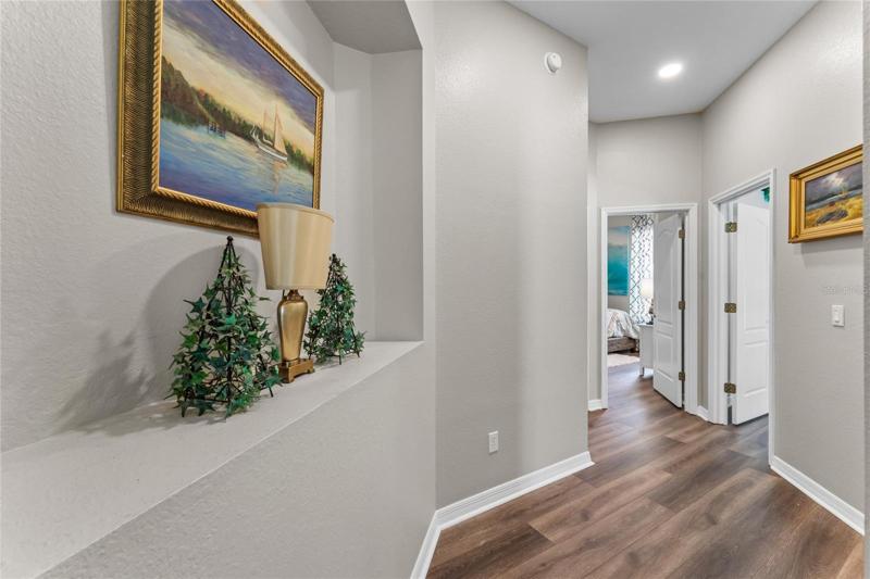 View of the guest room wing of the home. Here you will find the last three bedrooms.