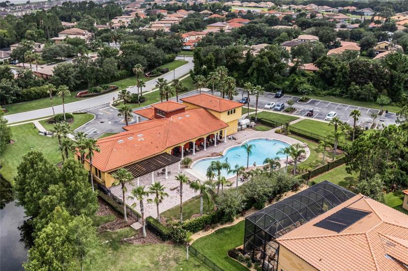 Arial view of the Clubhouse and pool