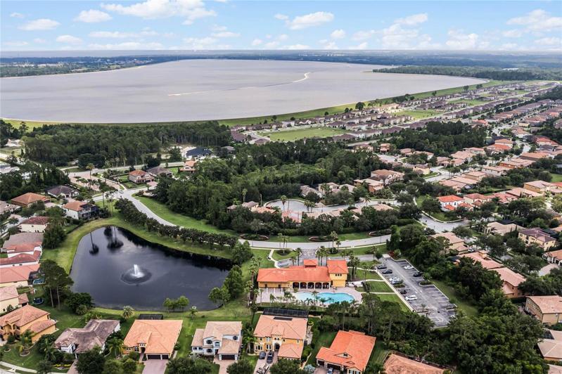 Arial view of the Clubhouse and pool