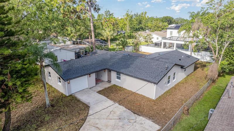 Aerial view of the front yard