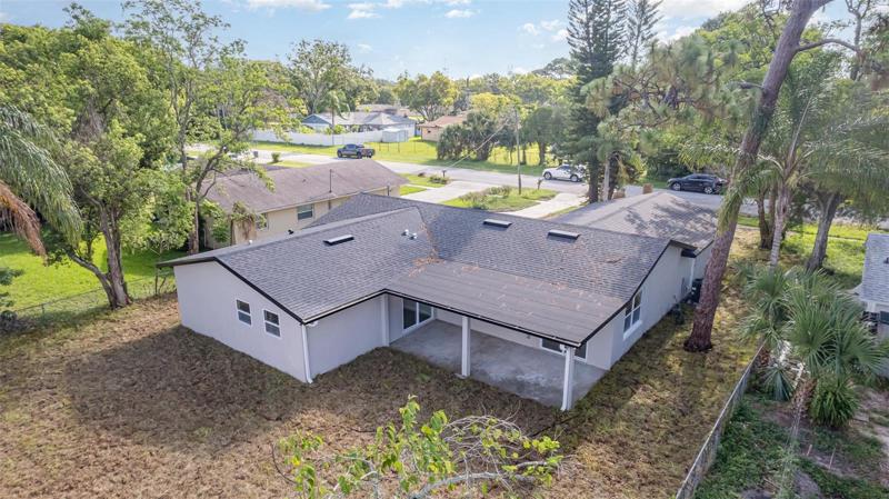 Aerial view of the backyard