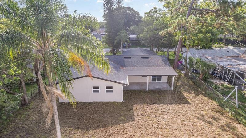 Aerial view of the backyard