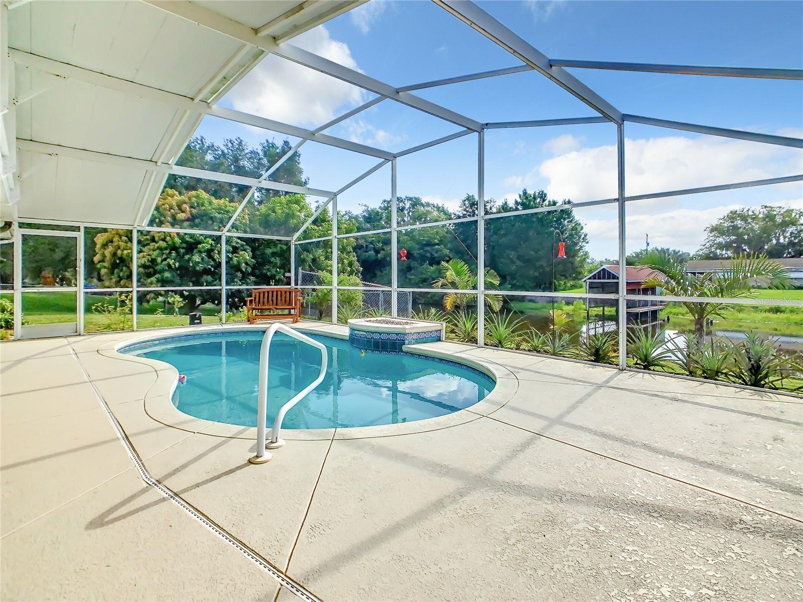 Pool overlooks the canal.
