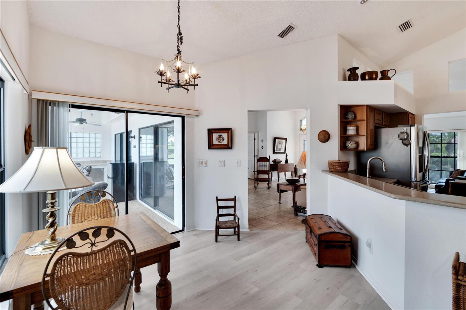 Dinette overlooks the kitchen