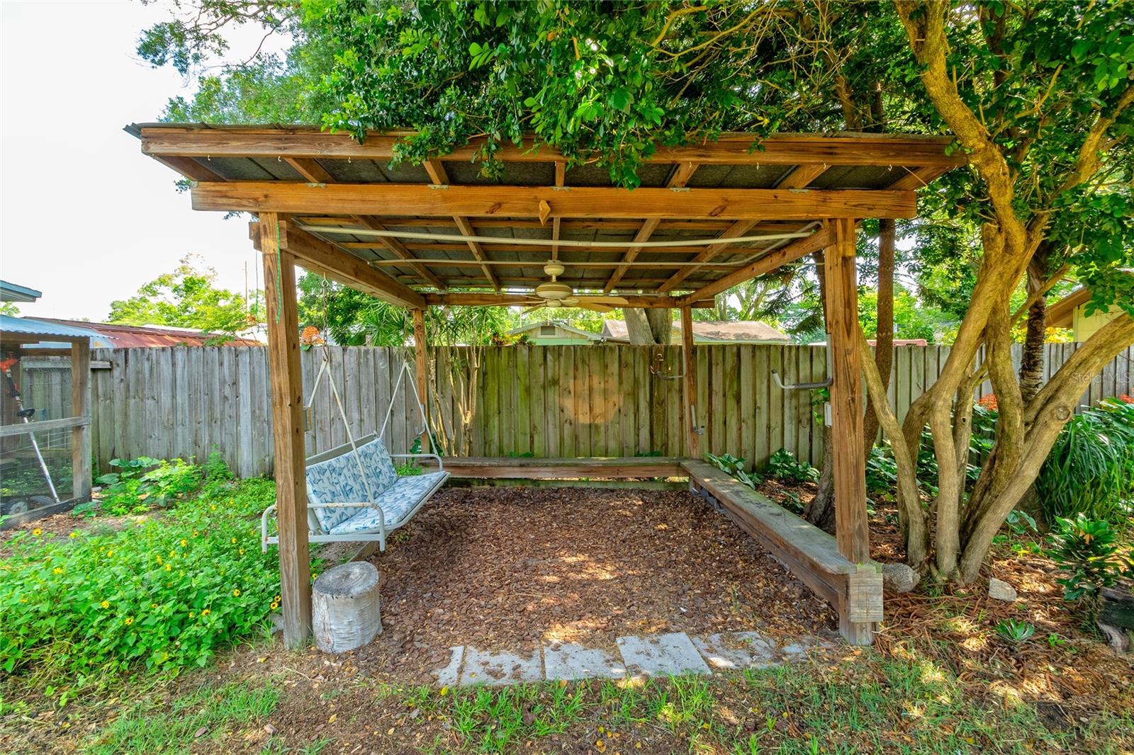 Backyard seating area