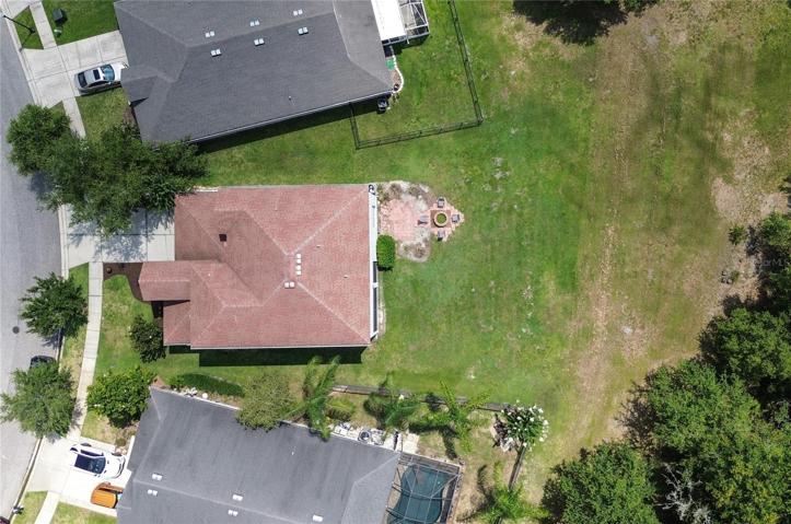 Property line back to grass area.