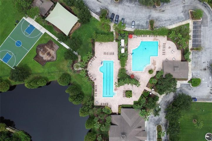 Two pools, basketball court and covered playground and pavillion.