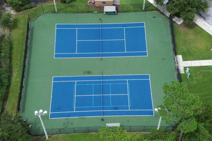 Lighted tennis courts.