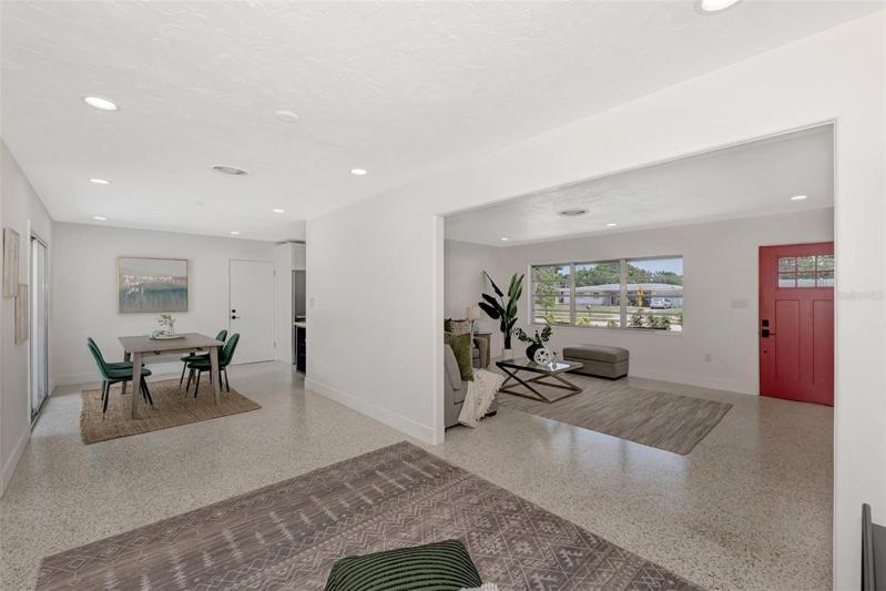 View into Dining Room and Family Room
