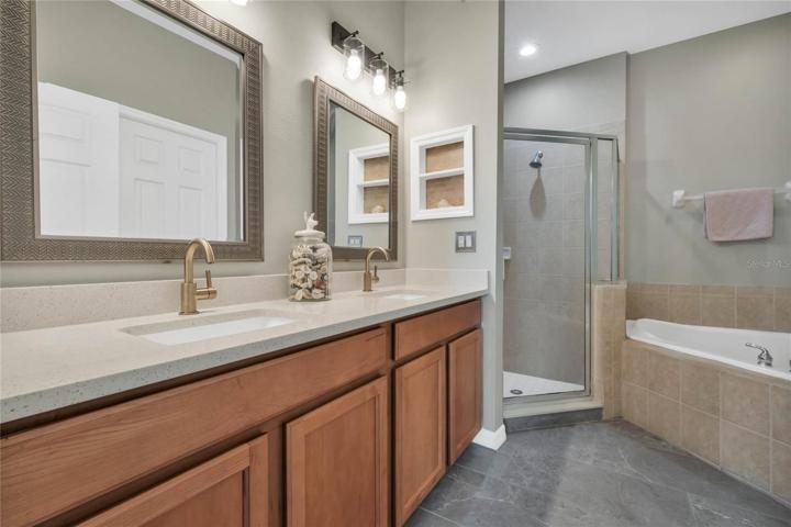 Master bath-dual sinks, quartz countertops, separate shower/bath