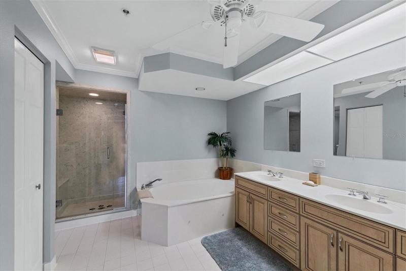Master Bath has a separate shower, jetted tub & separate commode area with additional sink