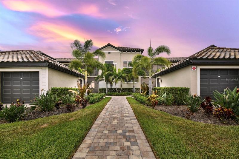 Front of Condo Building at Sunset
