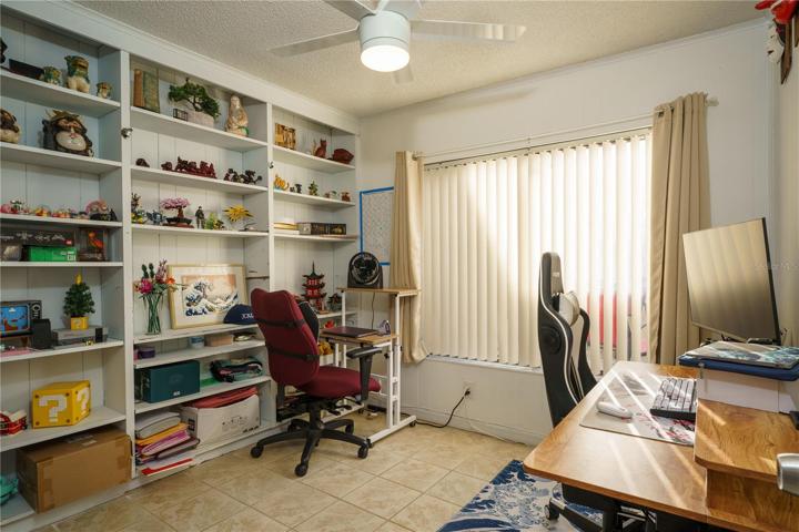 Bedroom with built in shelves!