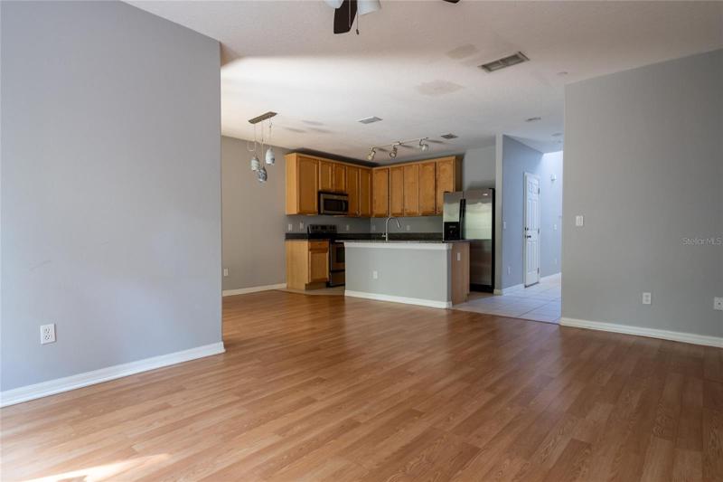 Main living area towards kitchen.