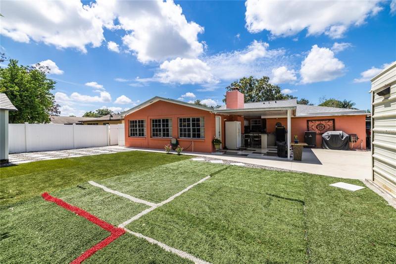 Back yard view of the house.