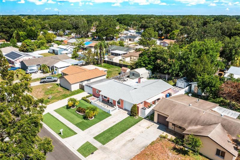 Drone view looking at the outline of the lot.