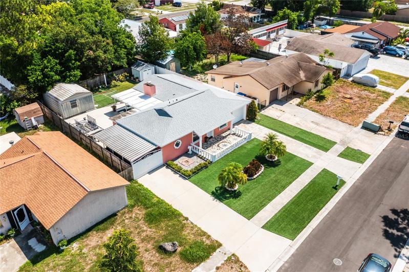 Drone view looking at the outline of the lot.