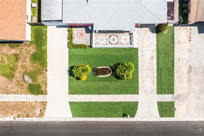 Drone view looking at the outline of the lot.