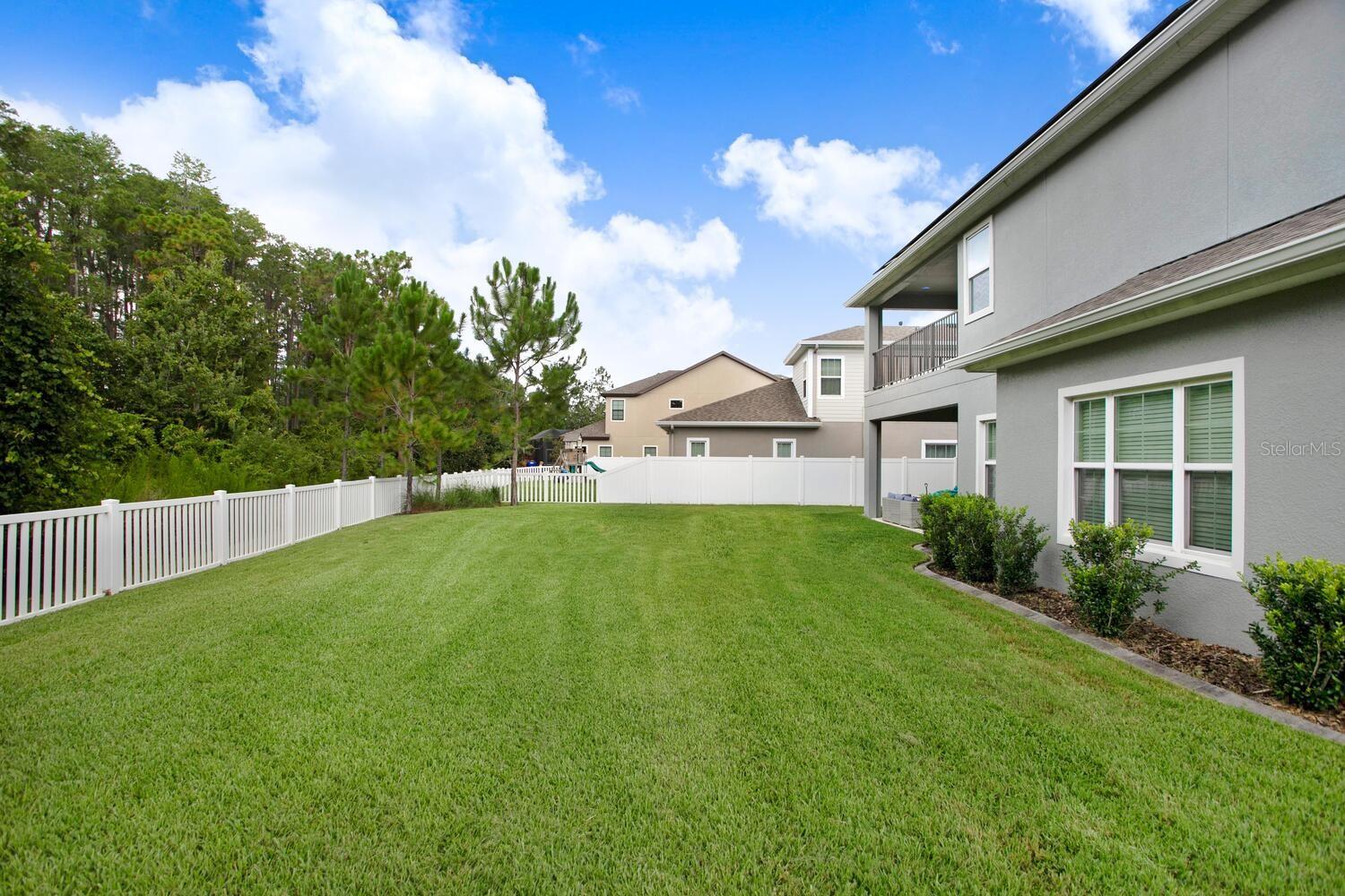 Spacious Backyard, fully fenced, on a 0.29 acre lot facing conservation