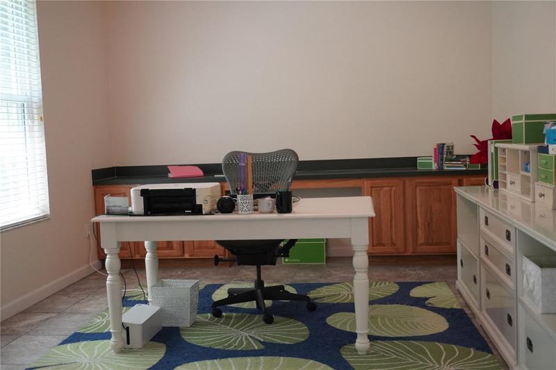 Keep things tidy with the built in storage cabinets.