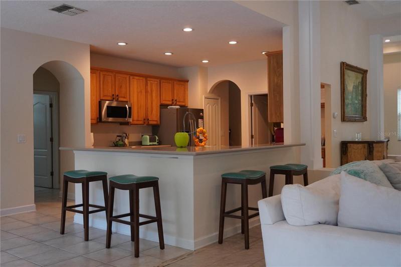 Pull up counter has plenty of space for your children or guests