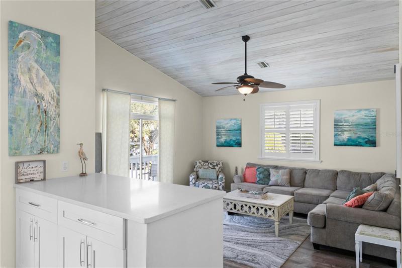 View from the kitchen to the living room.