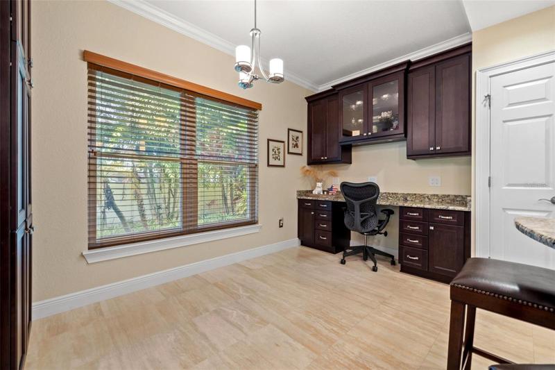 Work station in kitchen for taking care of business