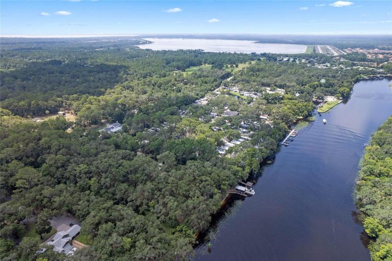 Aerial view of private community dock