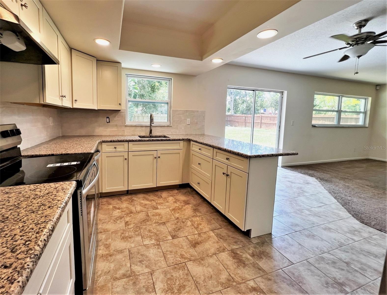 Airy and bright kitchen with lots of cabinet space!