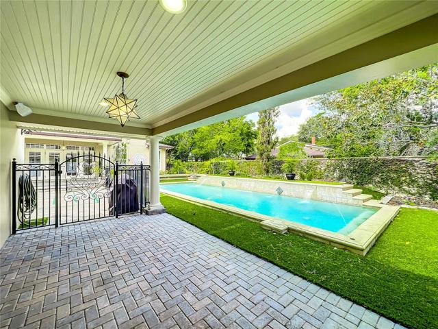 Another view of the backyard patio at the north end of the pool