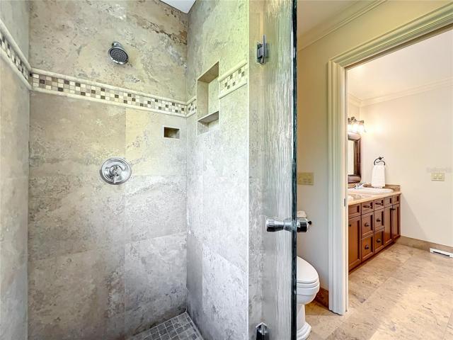 Another view of the bathroom by the bonus room