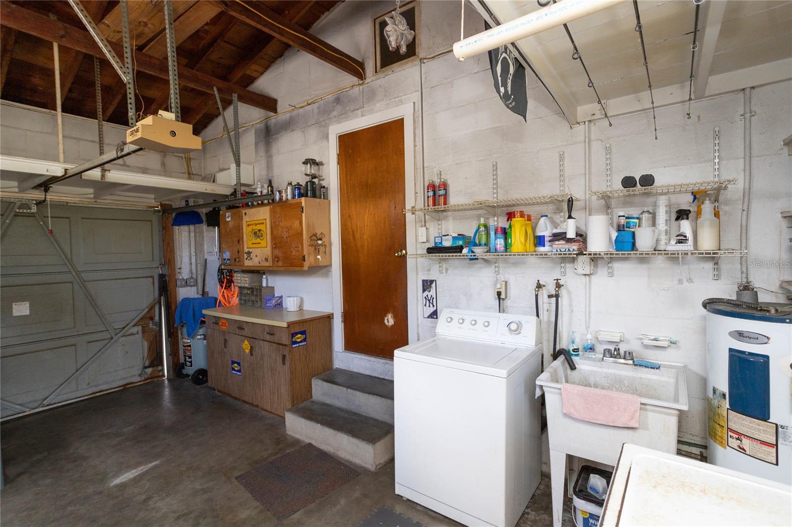 Spacious garage with lots of storage