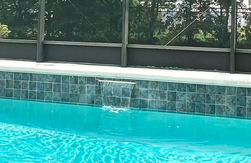 waterfall feature in pool