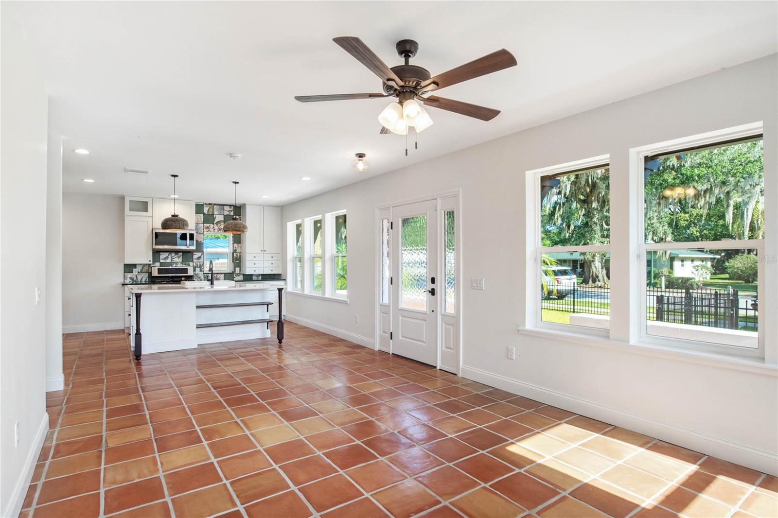 Living Room with Kitchen view