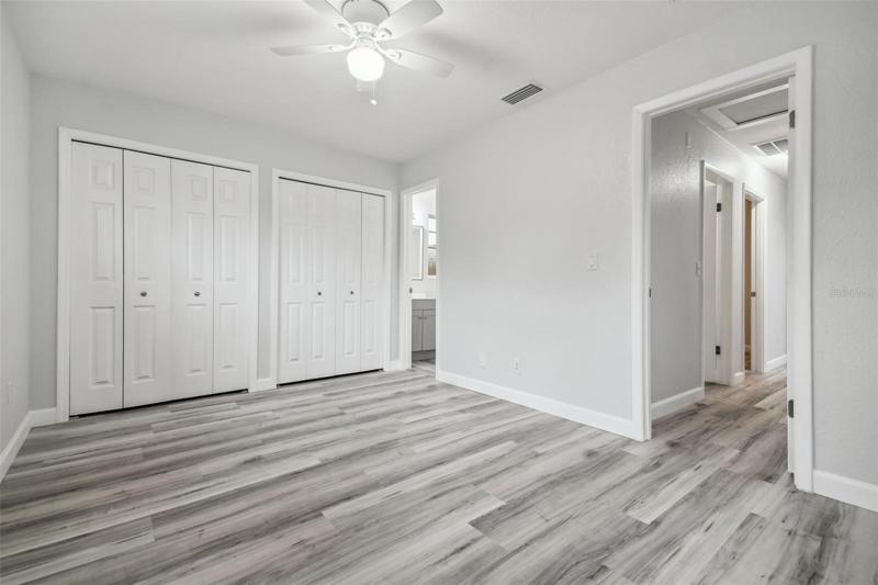 Dual closets in owners suite.