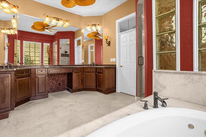 Owner's bathroom, door to office