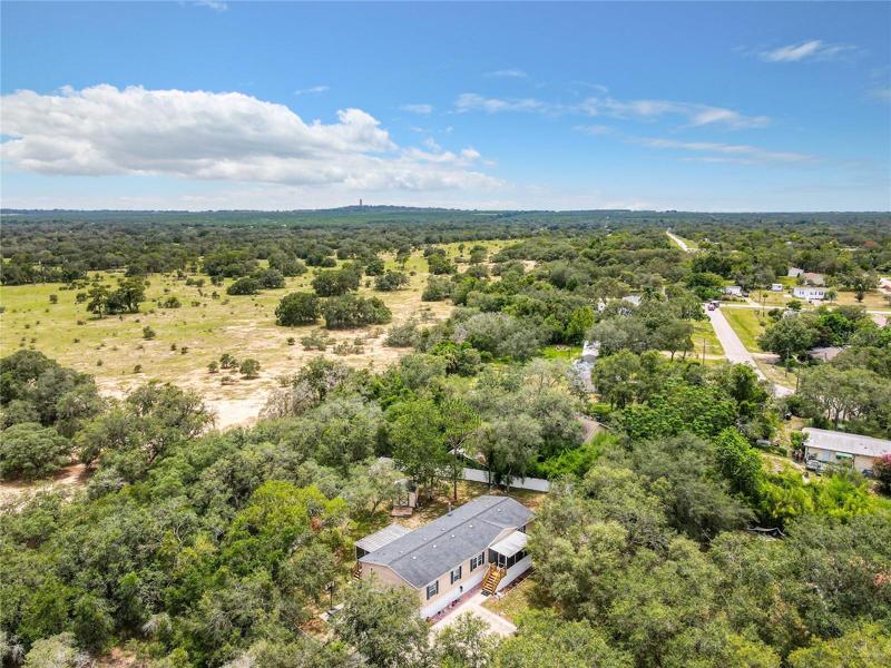 Aerial View with Bok Tower in Distance