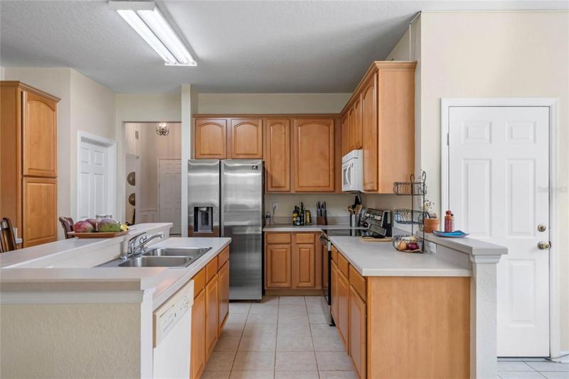 Kitchen and entry to garage