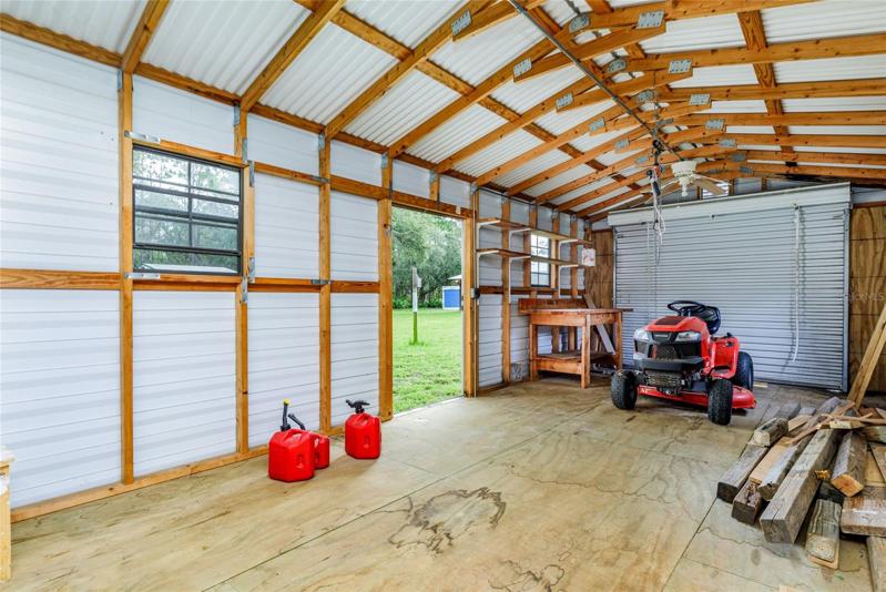 inside 10x22 shed - mower conveys