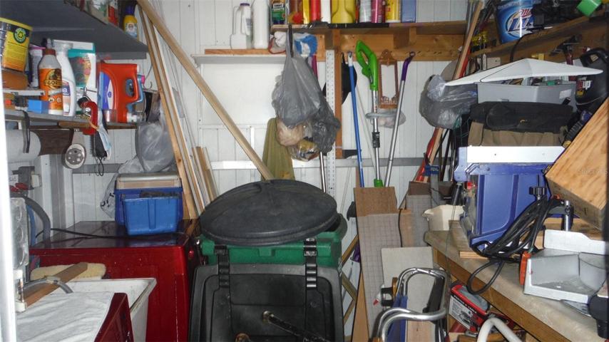 Shed with Red Washer & Dryer