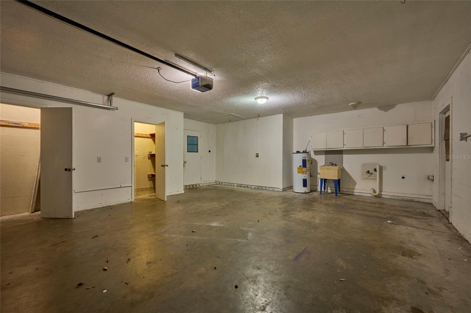 Garage offers storage closets