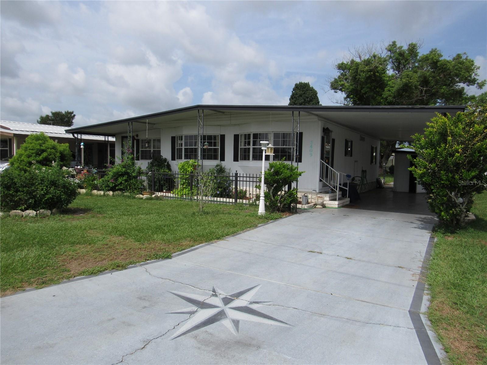 Decorative painted driveway.