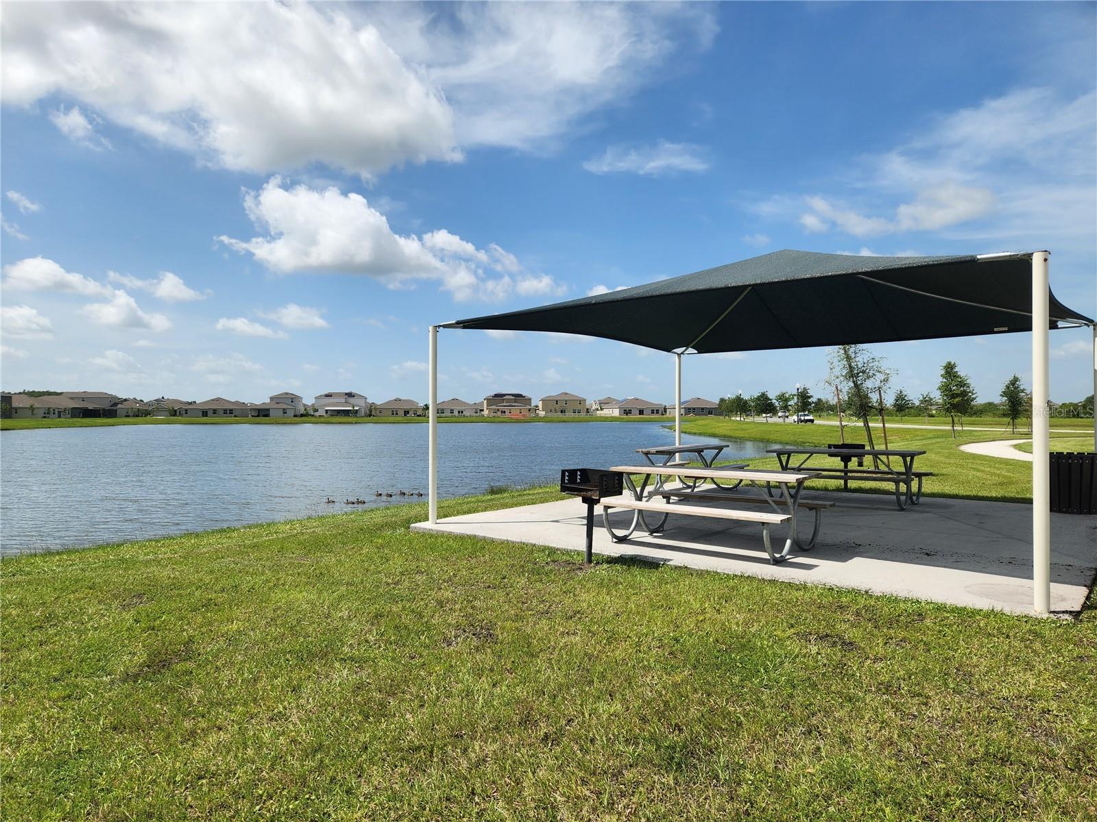 Picnic area by the lake.
