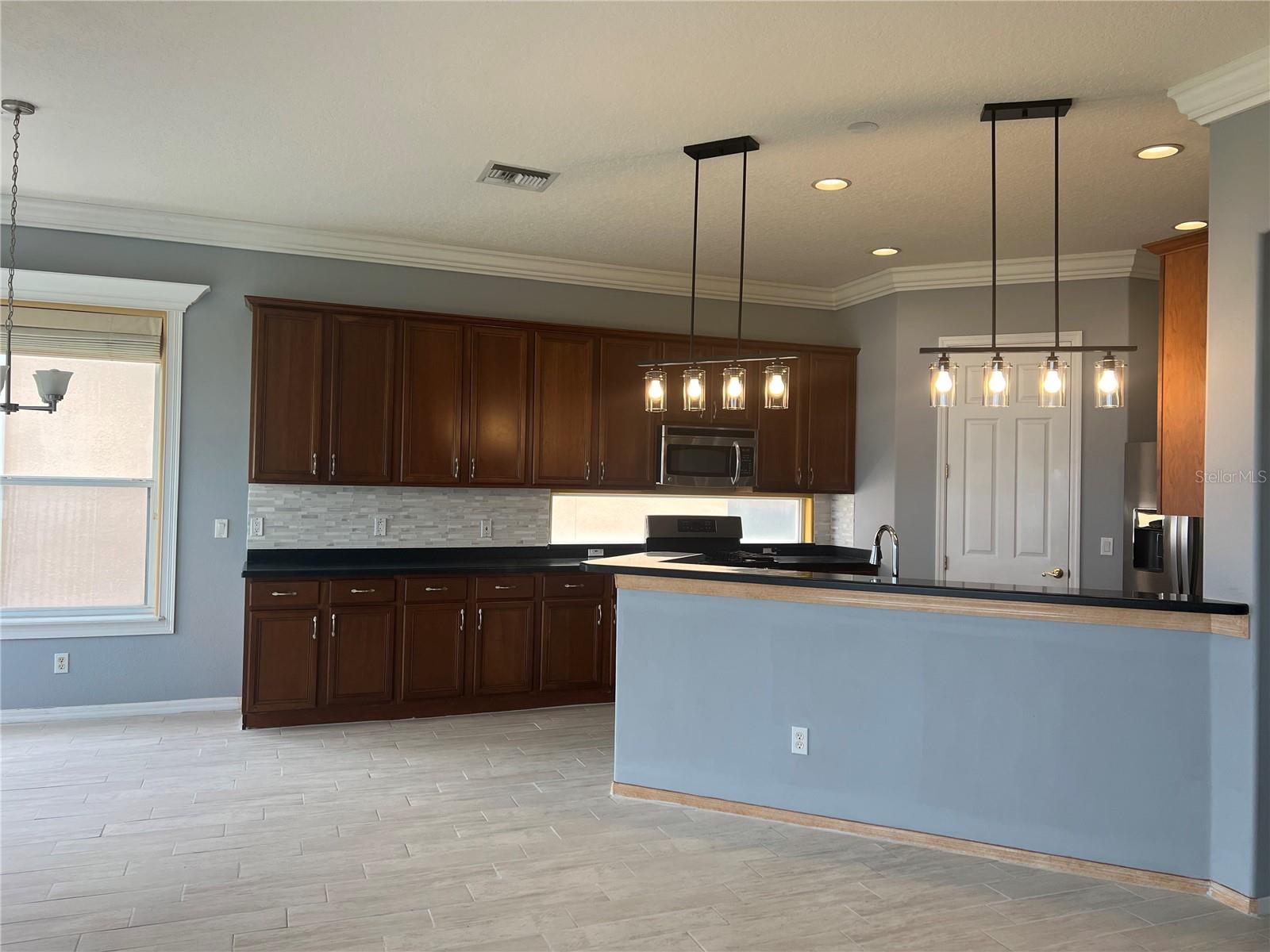 kitchen overlooking the Sand Lake