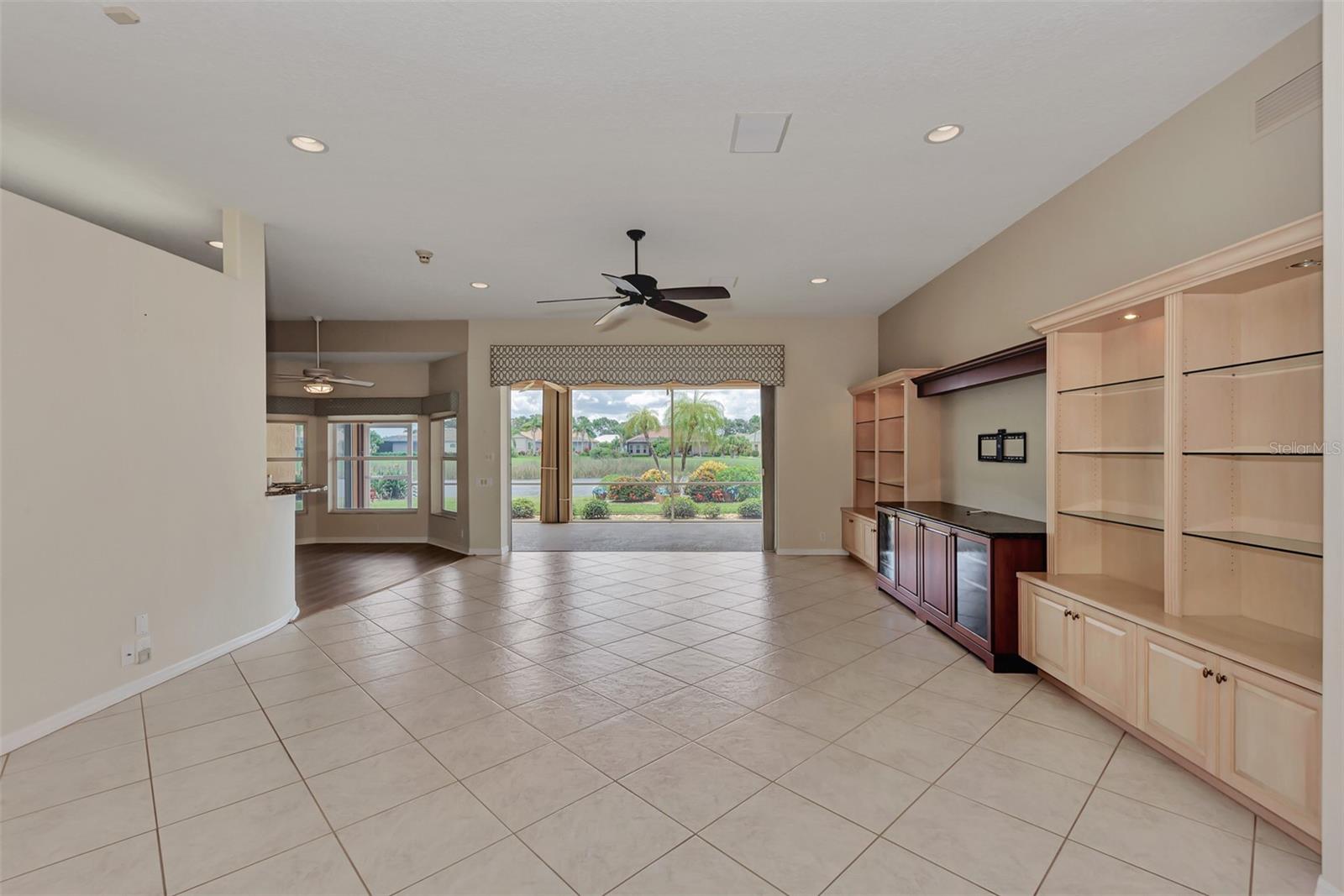 Spacious Great Room Looking Towards Lanai/Lake View