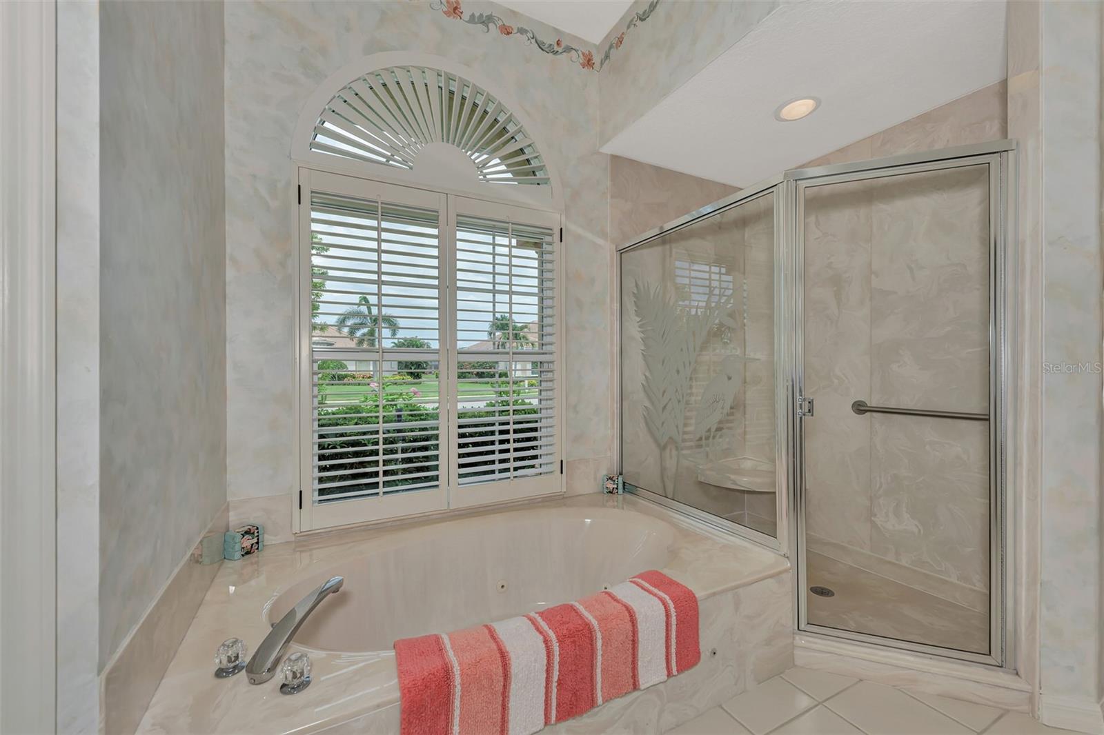 Plantation Shutters, Soaking Tub & Shower Stall