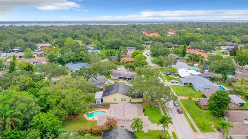 aerial towards Philippe Park and Tampa Bay